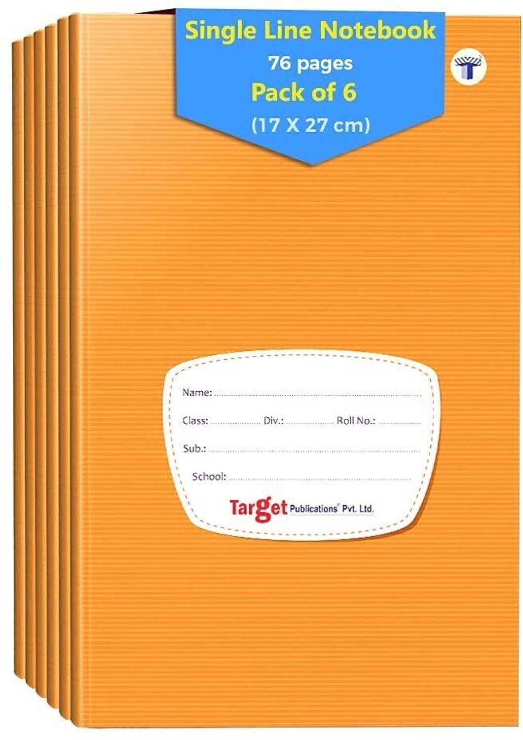 Image of Target Publications Small Notebooks Single Line | Writing book | 17x27 cm Approx | GSM 58| Set of 6 Regular Notebook Ruled Pages 76 Pages