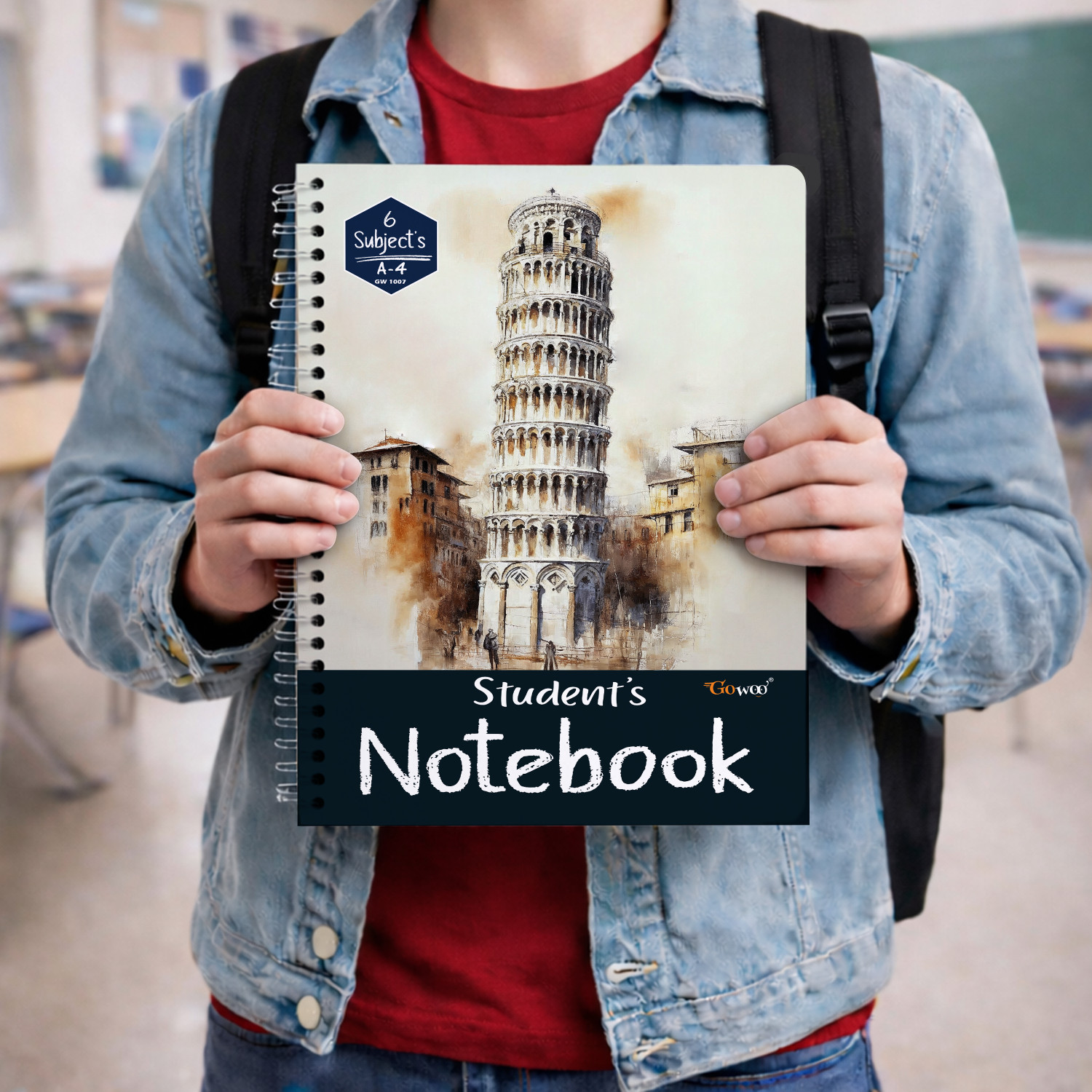 Image of GO WOO A4 Ruled Spiral Notebook | Set of 3 | 3x200 Pages | For Writing & Notes A4 Notebook Ruled 600 Pages