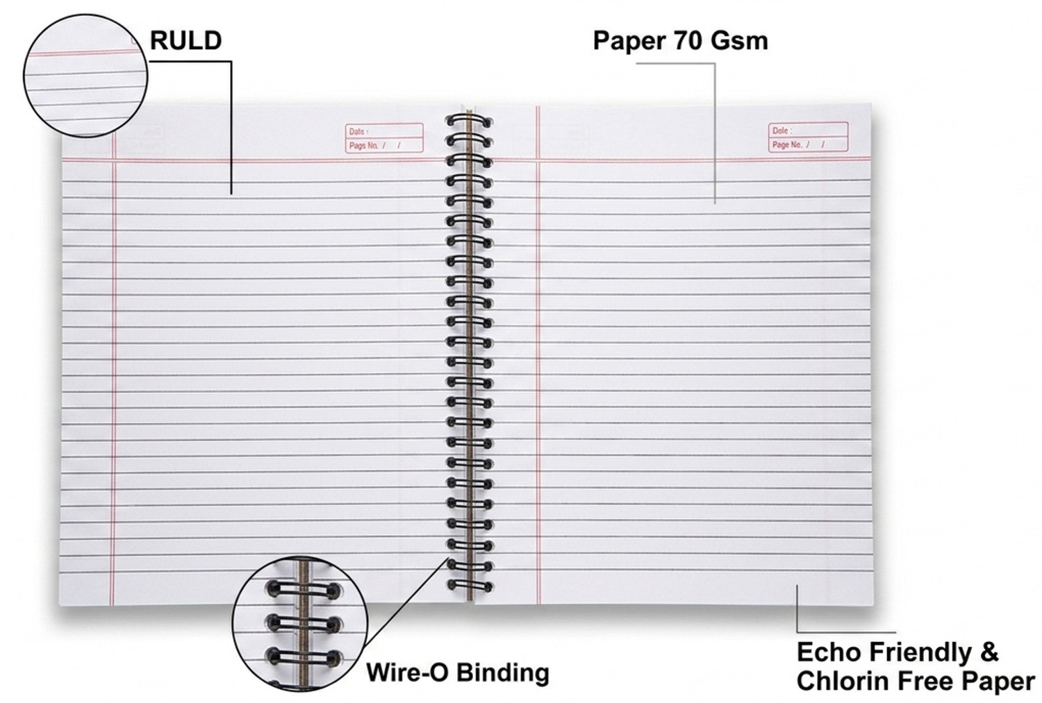 Image of Negi Spiral NoteBook A4 Notebook Single Line Ruled 264 Pages