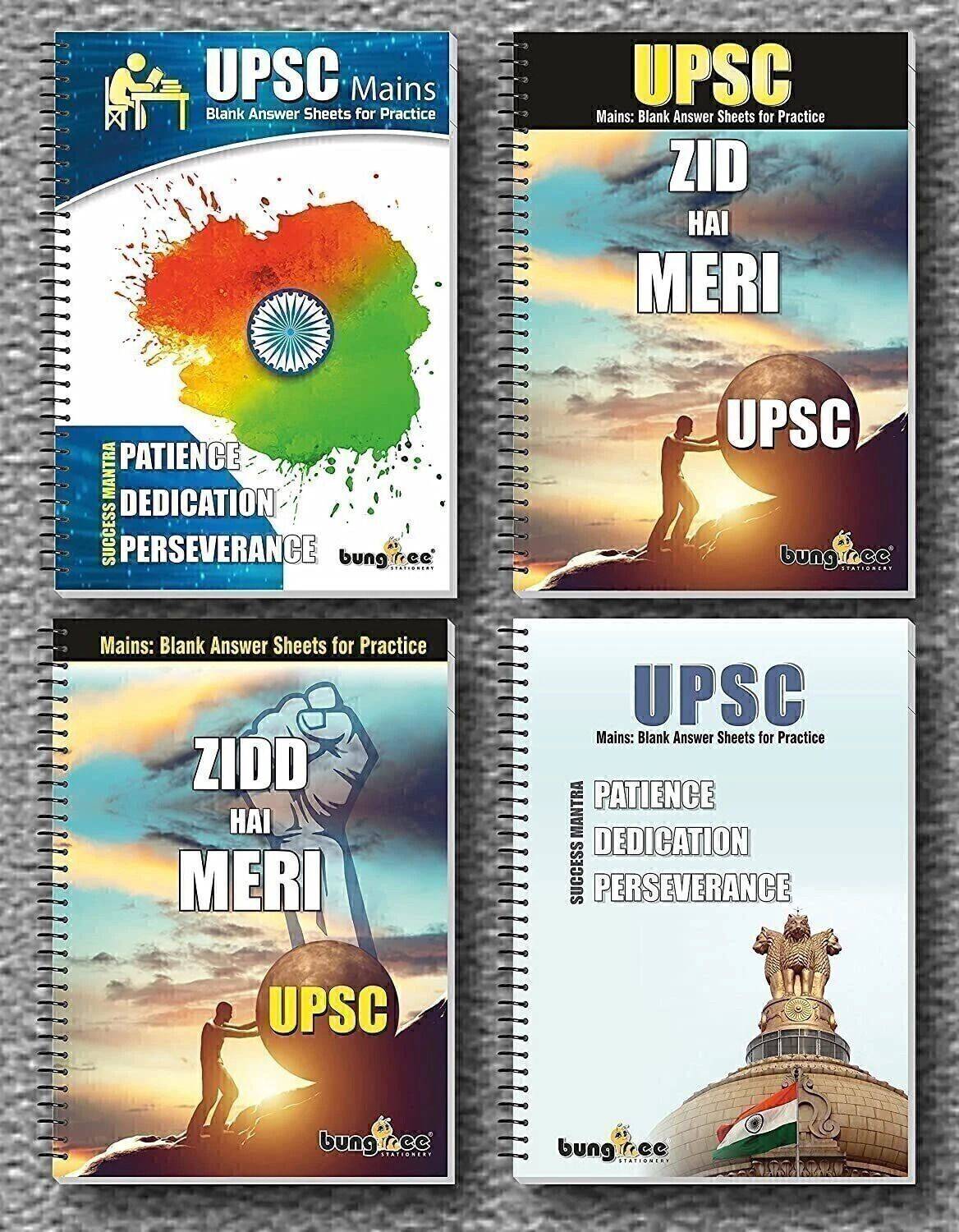 Bungbee UPSC Answer Writing Notebook Booklet-Any Design-210 Pages/105 Sheets-Pack of 4, A4 Notebook Unruled 840 Pages