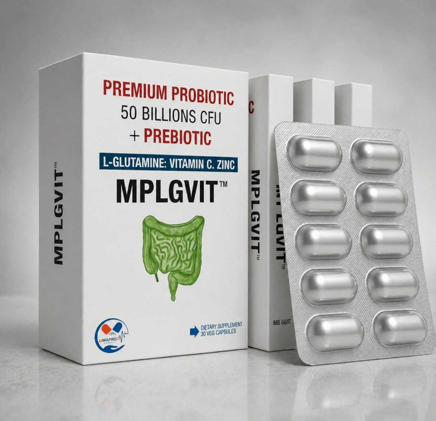 Image of MPLGVIT Premium Probiotic Supplement - 50 Billion CFU With Prebiotic, Health Support Un-Flavoured Capsules