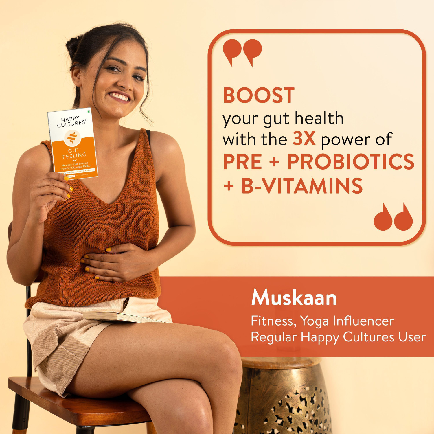 Image of Velbiom Happy Cultures Gut FeelingDaily Probiotic&Prebiotic SupplementDigestive Health Unflavoured Capsules