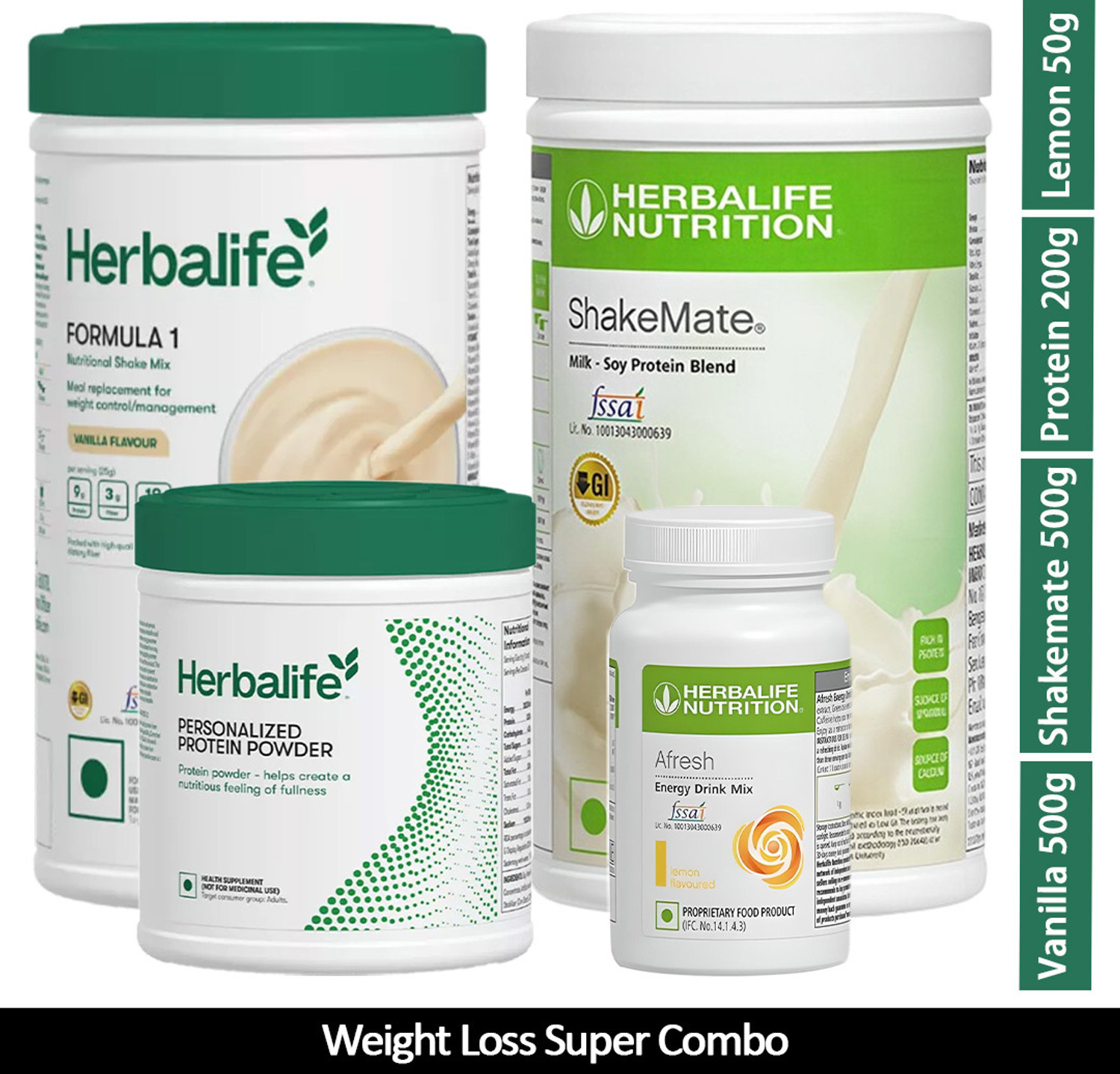 Image of Herbalife Nutrition Formula 1 vanilla With Shakemate And Protein 200 And Afresh Lemon Shakemate - 500 gm, Protein - 200 gm, Afresh - 50 gm, Vanilla 500gm Powder