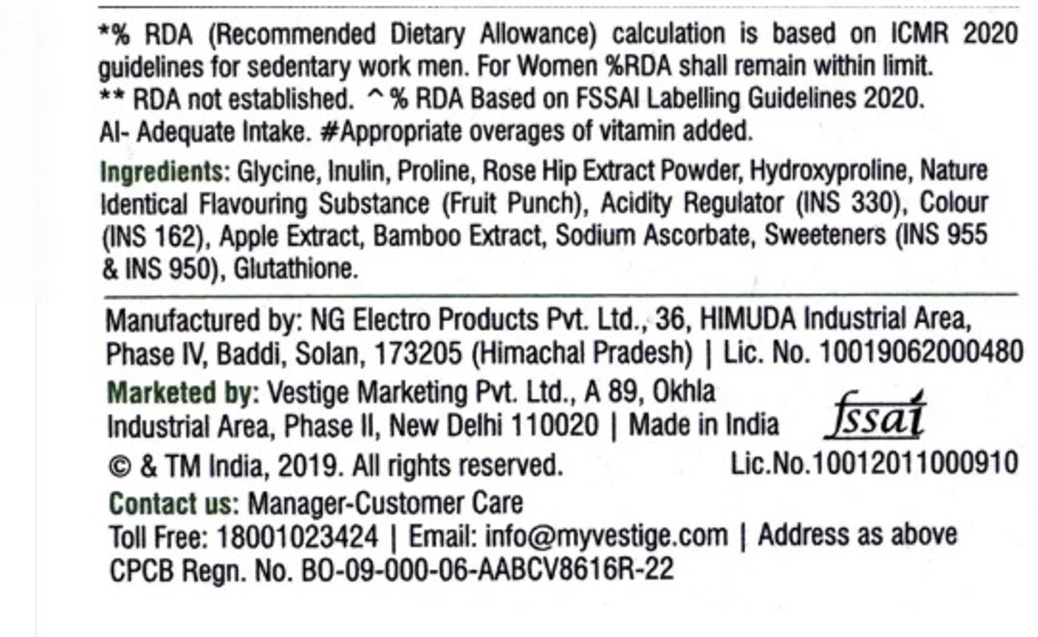 Image of Vestige VESLIM TEA 150G 2 PACK UNFLAVOR Powder