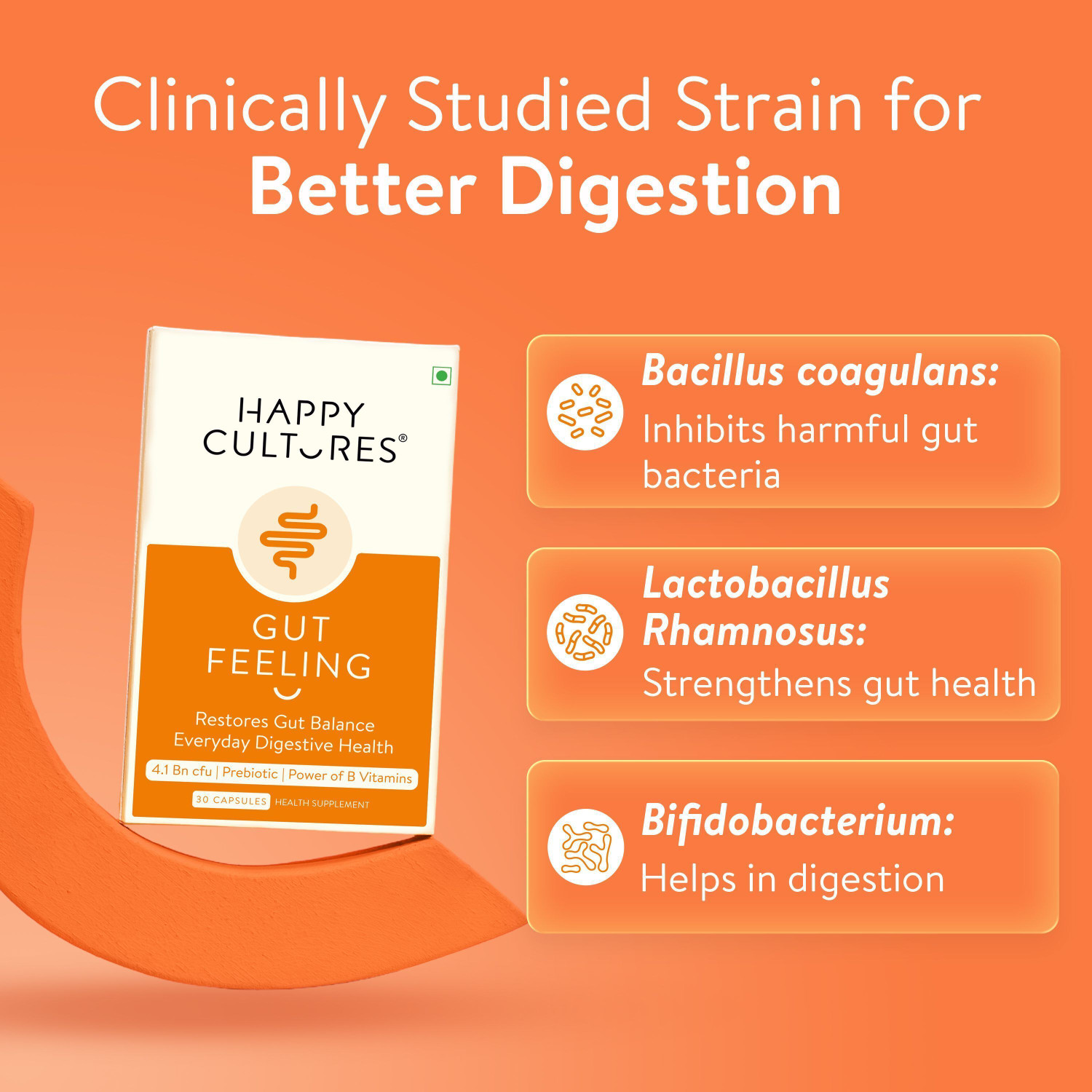 Image of Velbiom Happy Cultures Gut FeelingDaily Probiotic&Prebiotic SupplementDigestive Health Unflavoured Capsules