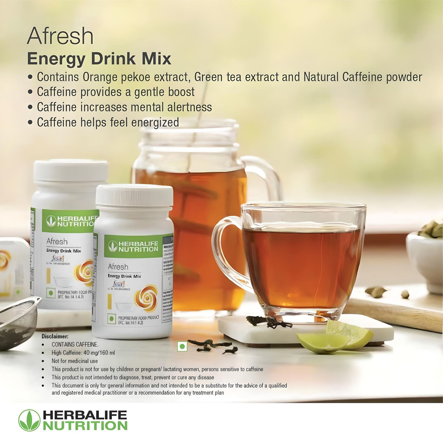 Image of HERBALIFE Afresh Energy Drink - Lemon (50g) | Refreshing Energy & Weight loss Lemon Powder