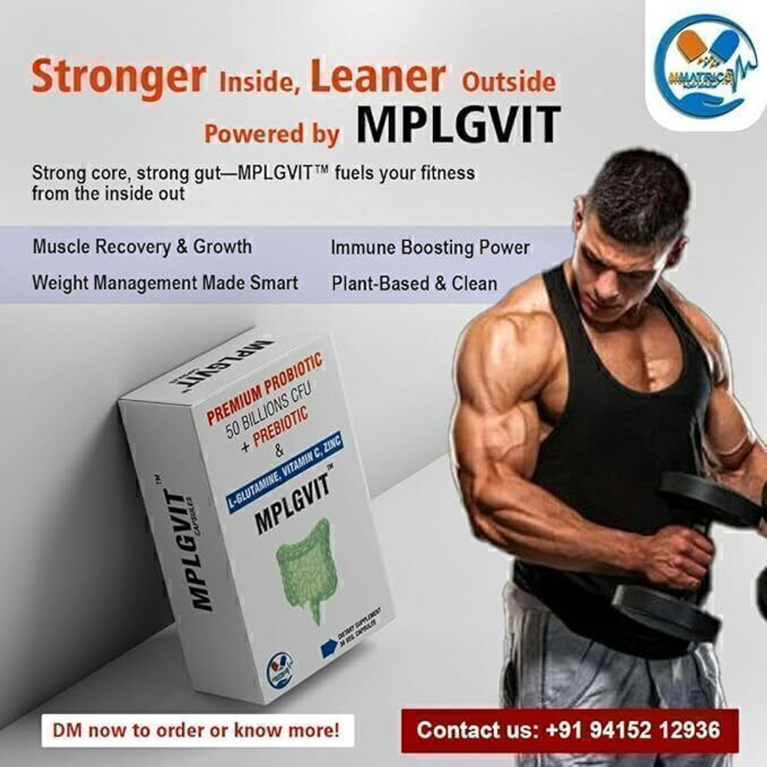 Image of MPLGVIT Premium Probiotic Supplement - 50 Billion CFU With Prebiotic, Health Support Un-Flavoured Capsules