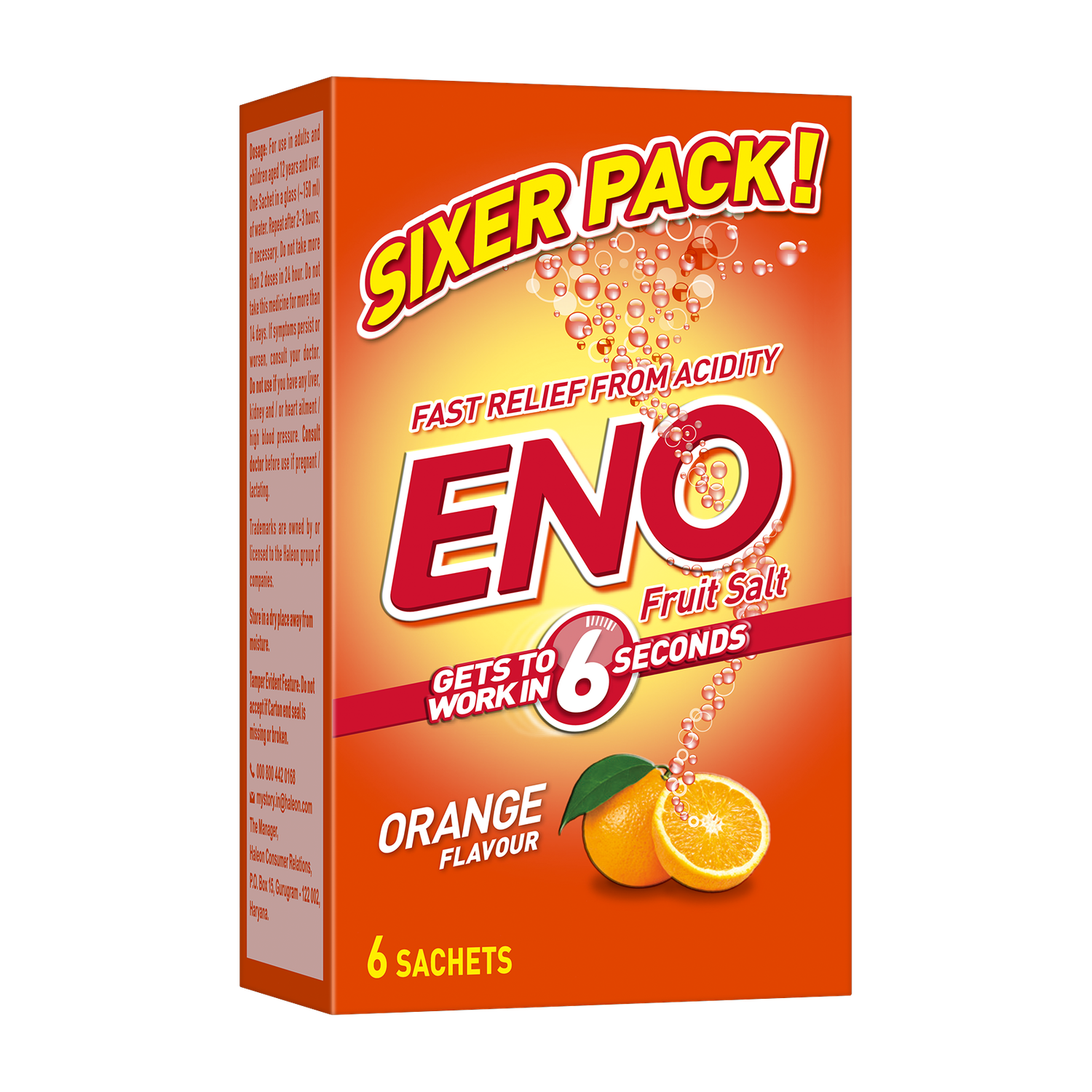 Image of Eno Ayurvedic Antacid, Gets to Work in 6 Secs for Instant Acidity Relief - Pack of 6 Orange Powder