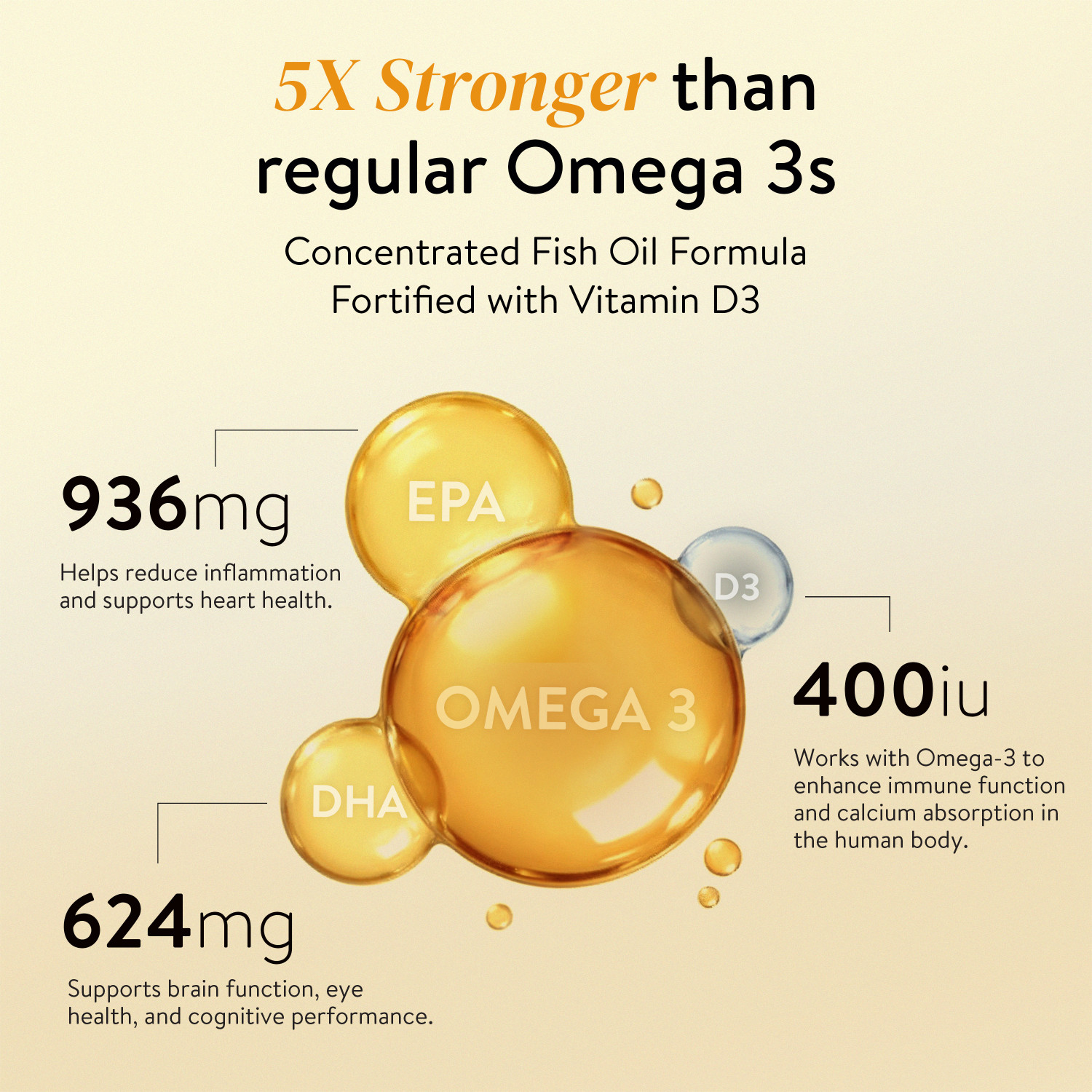 Image of Happy Cultures 5X Strength Omega-3|2600mg|EPA 936 & DHA 624|Heart, Brain & Joint Health