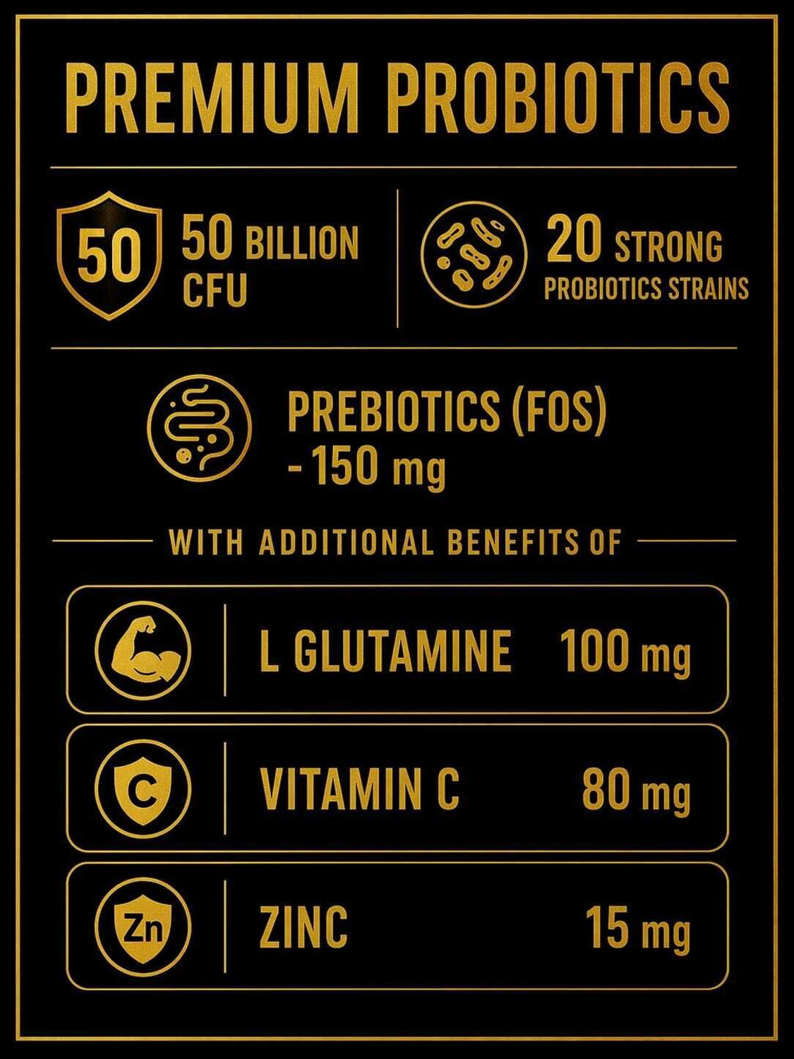 Image of MPLGVIT Premium Probiotic Supplement - 50 Billion CFU With Prebiotic, Health Support Un-Flavoured Capsules