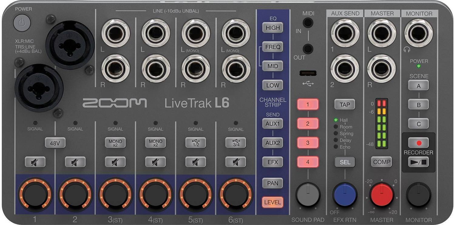 ZOOM LiveTrak L6 10-Track Compact and Portable Digital Mixer