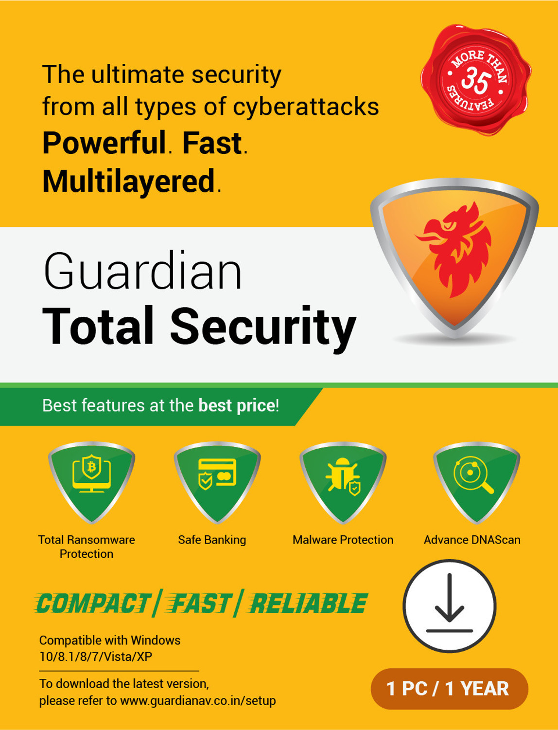Image of Guardian 1 PC 1 Year Total Security Compatible with Windows (Email Delivery - No CD)