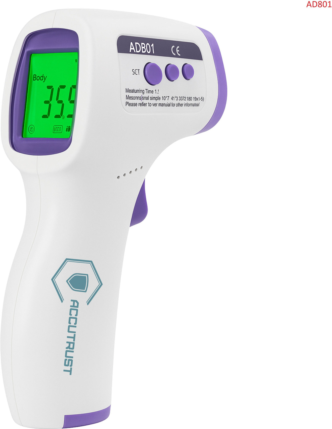 Image of Accutrust Contactless Infrared Thermometer | Fast 1-Sec Measurement Color Display | Fever Alarm | Family Use Thermometer