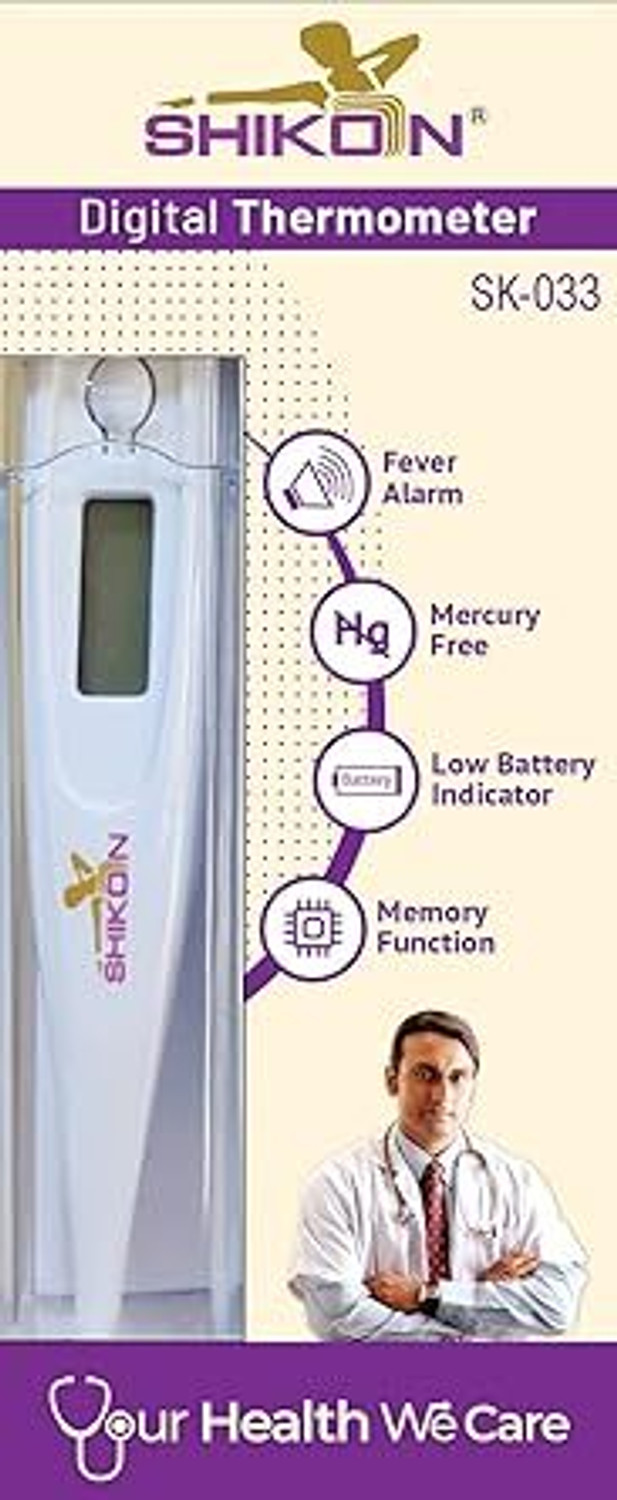 Image of Shikon SK-033 Digital Thermometer, Fever Alarm, Memory function, Made in India Thermometer