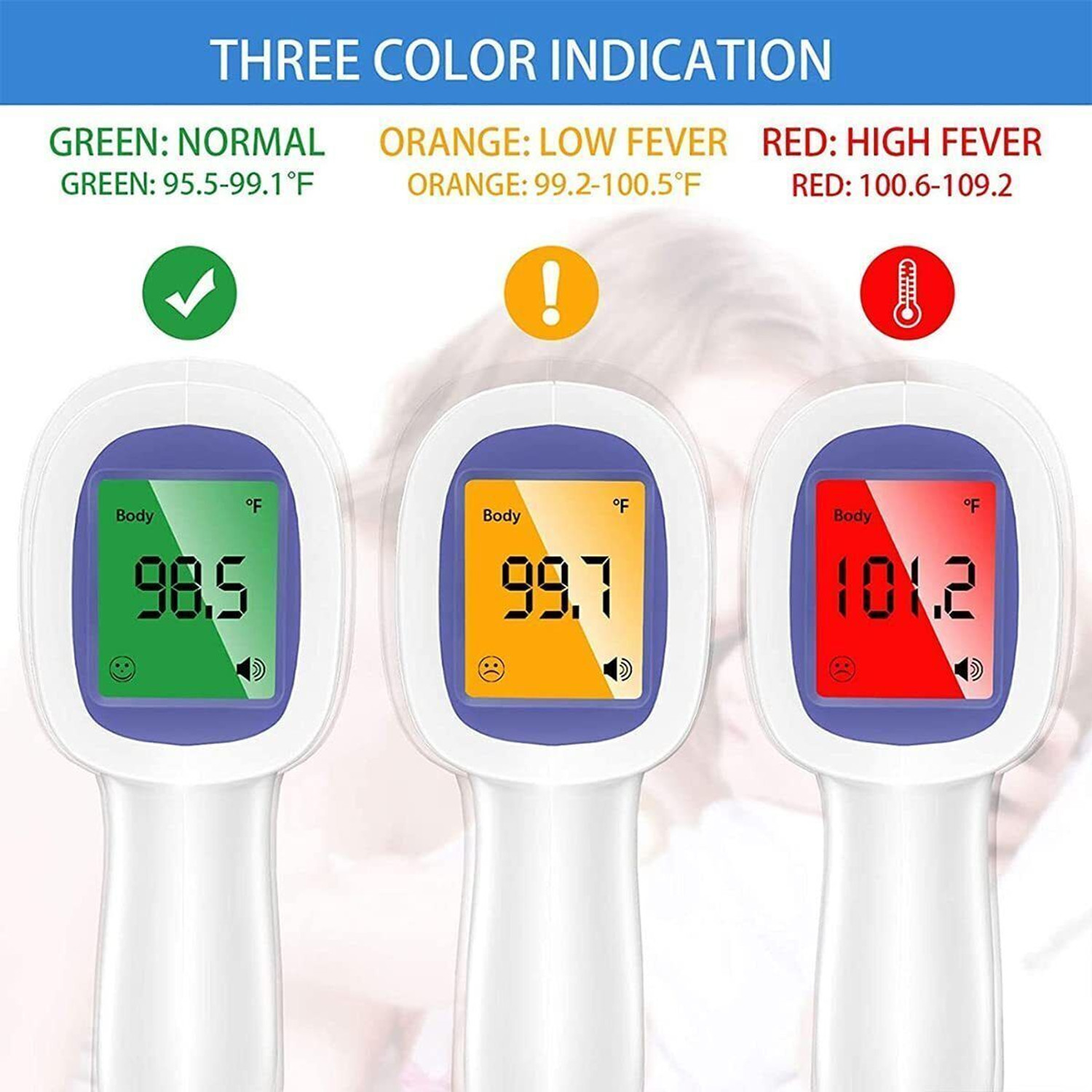 Image of Accutrust Contactless Infrared Thermometer | Fast 1-Sec Measurement Color Display | Fever Alarm | Family Use Thermometer
