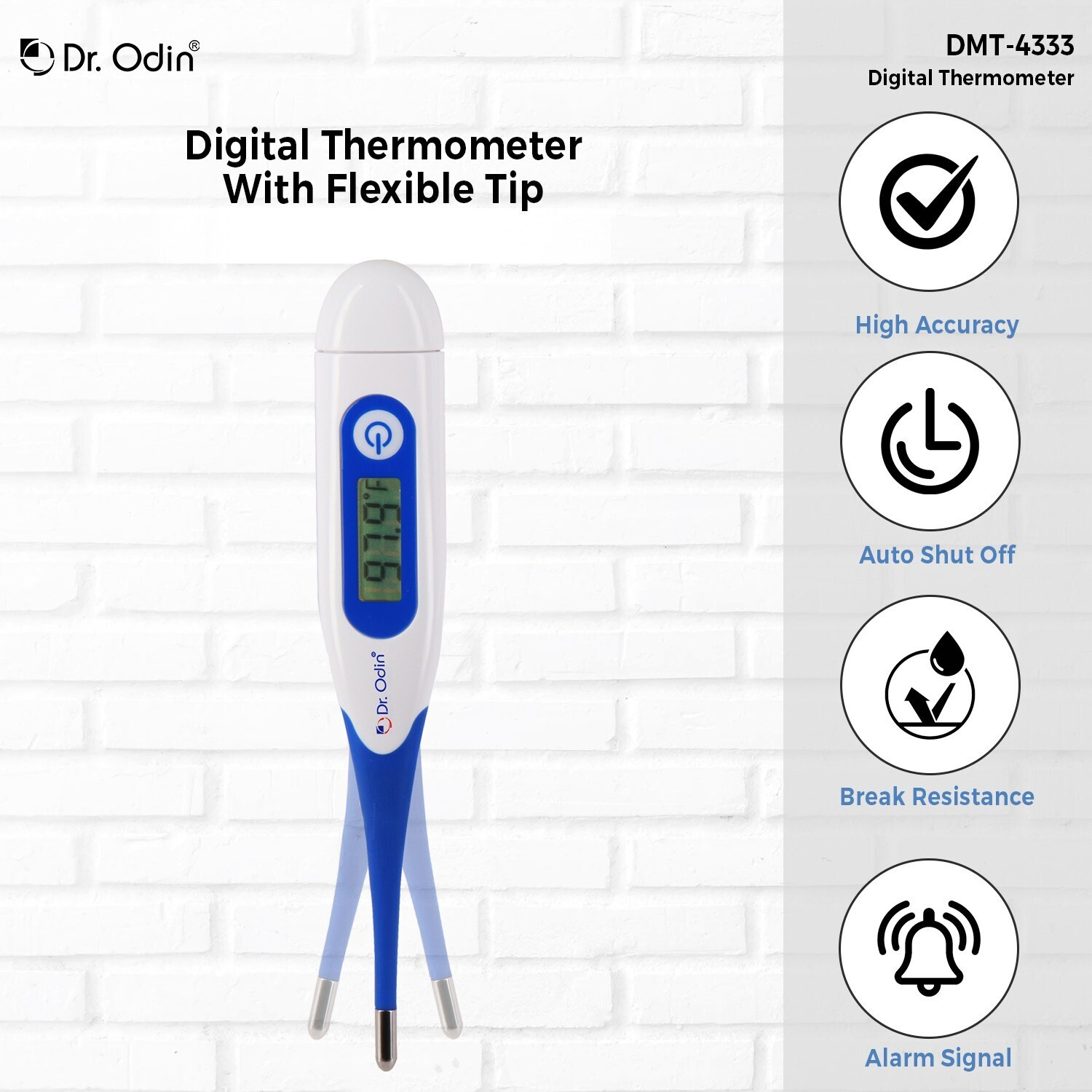 Image of Dr. Odin DMT 4333 Digital Thermometer FDA Approved Digital Medical Thermometer Pack of 2 Thermometer