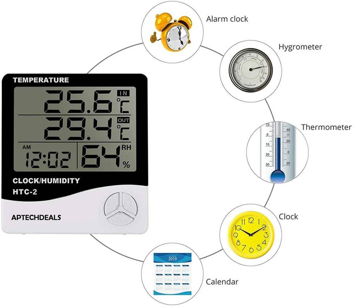 APTECHDEALS HTC-2 Digital Hygrometer Thermometer - Image 3