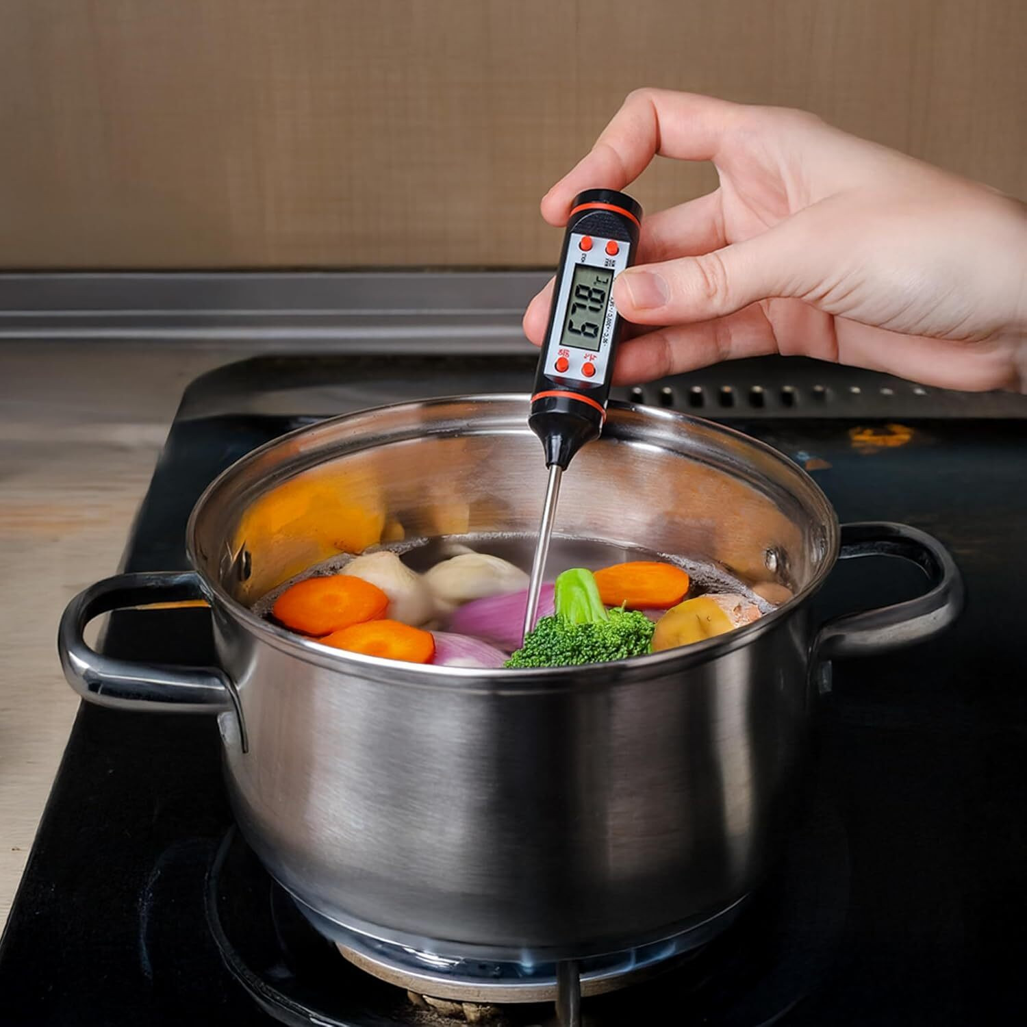 Image of ORANCLE CARE Digital LCD Cooking Food Thermometer, Kitchen thermometer For Cooking Milk, BBQ and Oil Thermometer Temperature Test Pen, Instant Read, Auto Turnoff Thermometer
