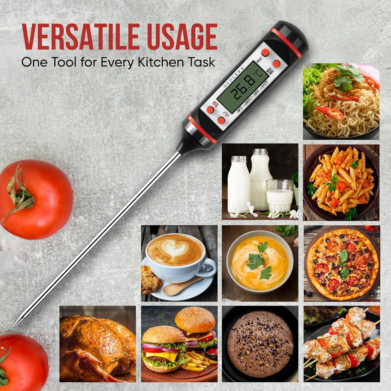 Image of ORANCLE CARE Digital LCD Cooking Food Thermometer, Kitchen thermometer For Cooking Milk, BBQ and Oil Thermometer Temperature Test Pen, Instant Read, Auto Turnoff Thermometer