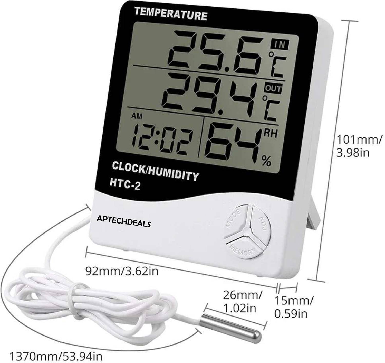 APTECHDEALS HTC-2 Digital Hygrometer Thermometer - Image 2