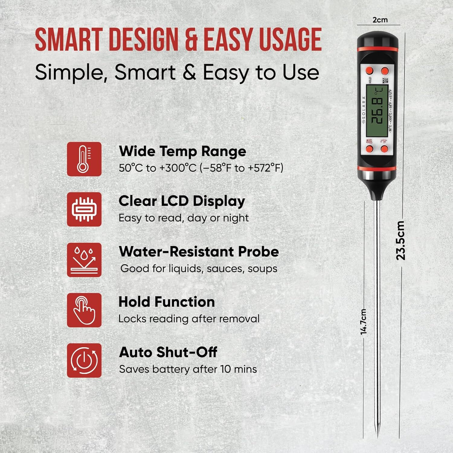 Image of ORANCLE CARE Digital LCD Cooking Food Thermometer, Kitchen thermometer For Cooking Milk, BBQ and Oil Thermometer Temperature Test Pen, Instant Read, Auto Turnoff Thermometer