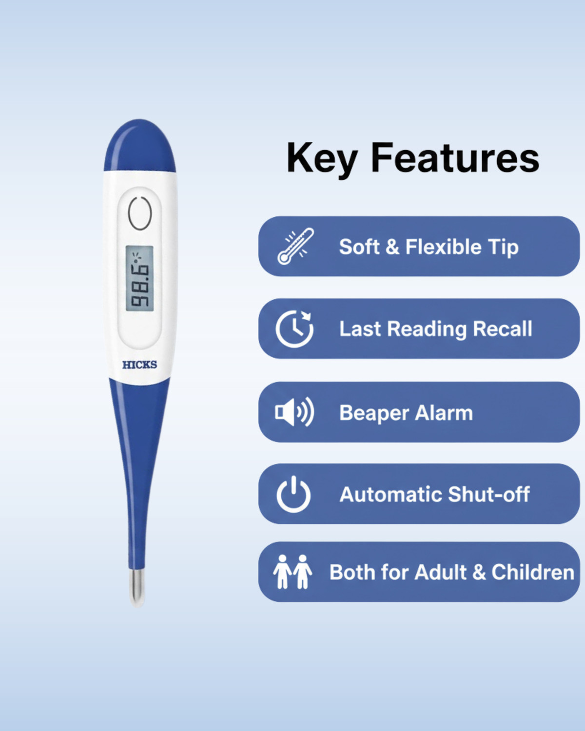 Image of Hicks Flexible Digital Thermometer DMT-423 Thermometer