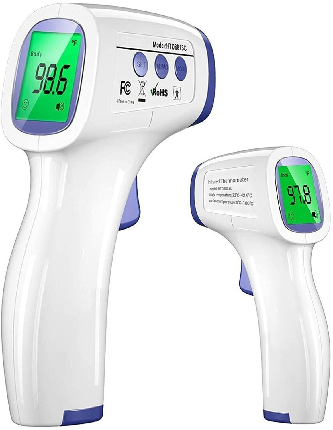 Image of DR VAKU Infrared Thermometer Non-Contact Digital Laser Infrared Thermometer Temperature Gun [Battery Included], white and blue pack of-1 Portable Thermometer