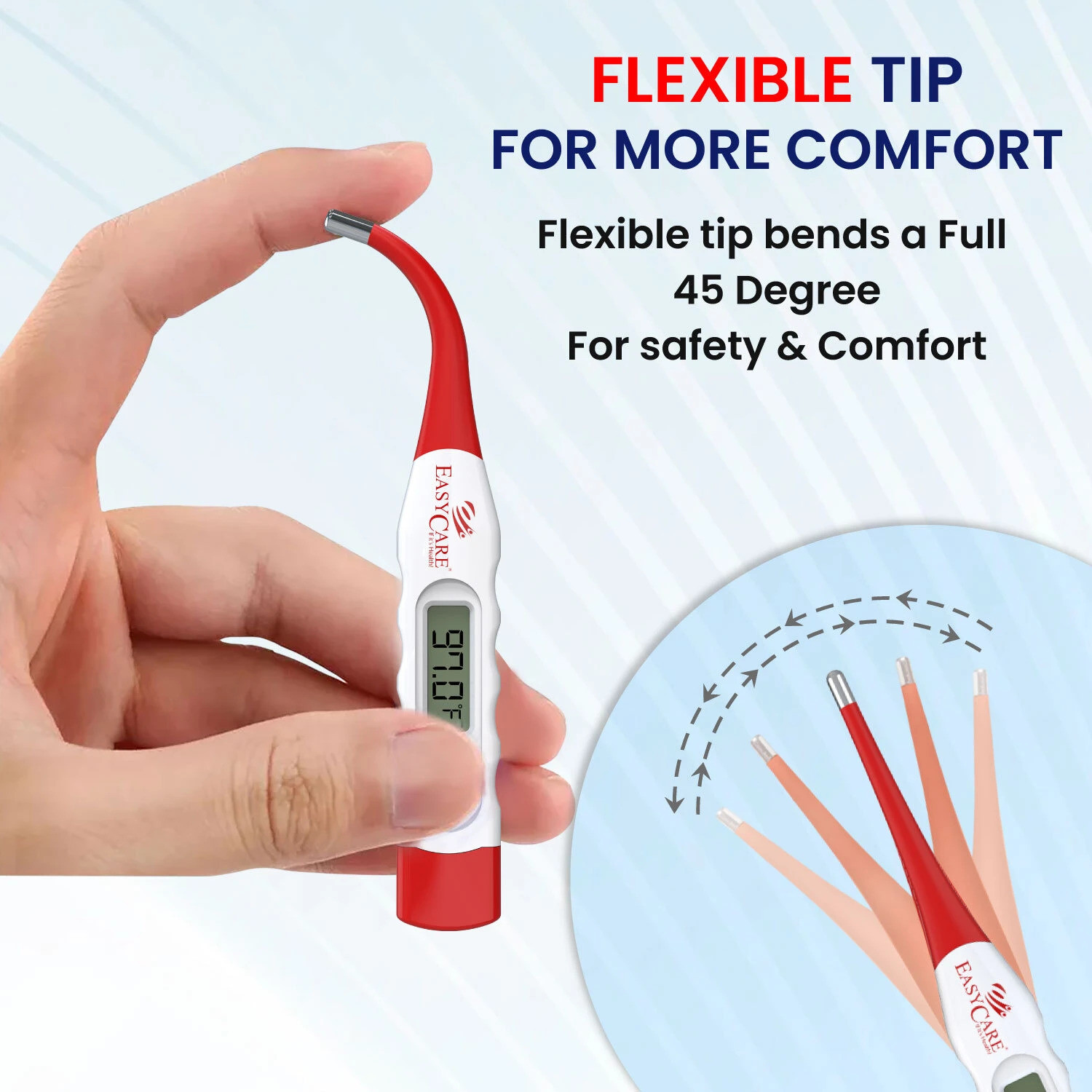 Image of EASYCARE EC5130 Digital Thermometer - Waterproof, Fever Alarm, Flexible Tip Thermometer