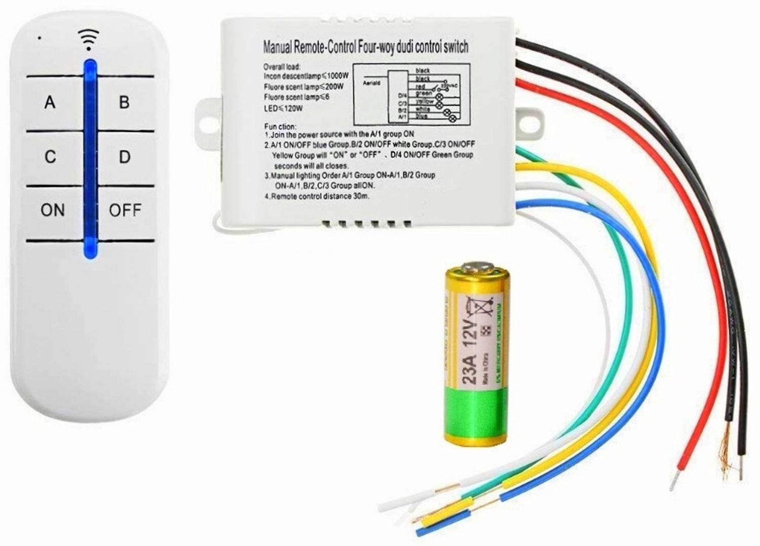 Divinext ABCD 4 Way Wireless Remote Controller - Image 1