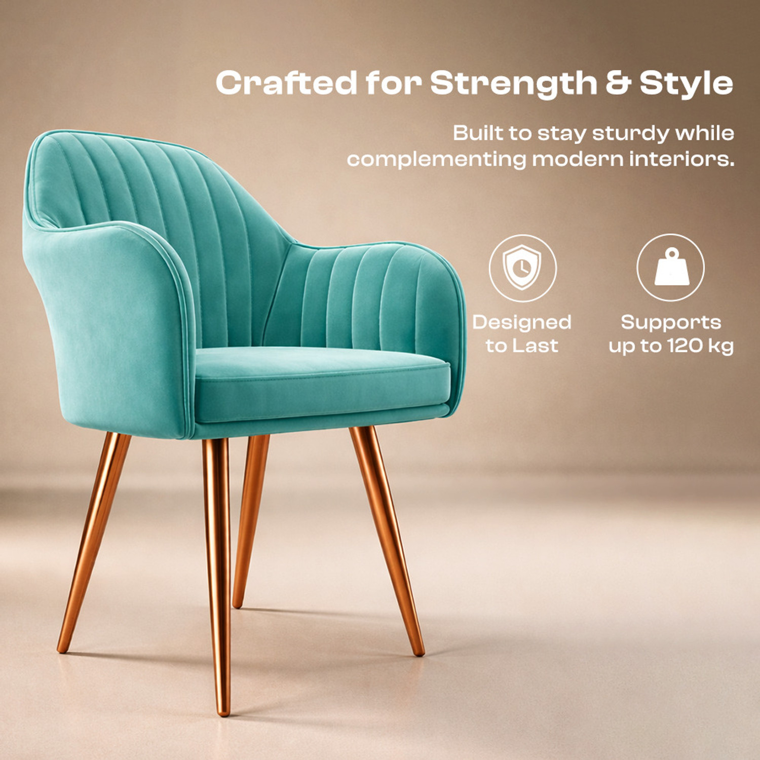 Image of Vergo Plush Velvet Accent Chair, Cushion Seat for Home, Cafe, Living Fabric Dining Chair
