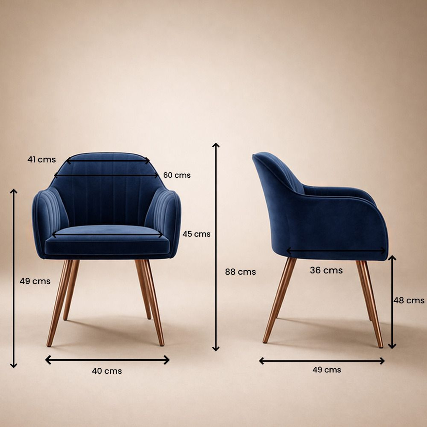 Image of Vergo Plush Velvet Accent Chair, Cushion Seat for Home, Study, Living Room, Cafe Fabric Dining Chair