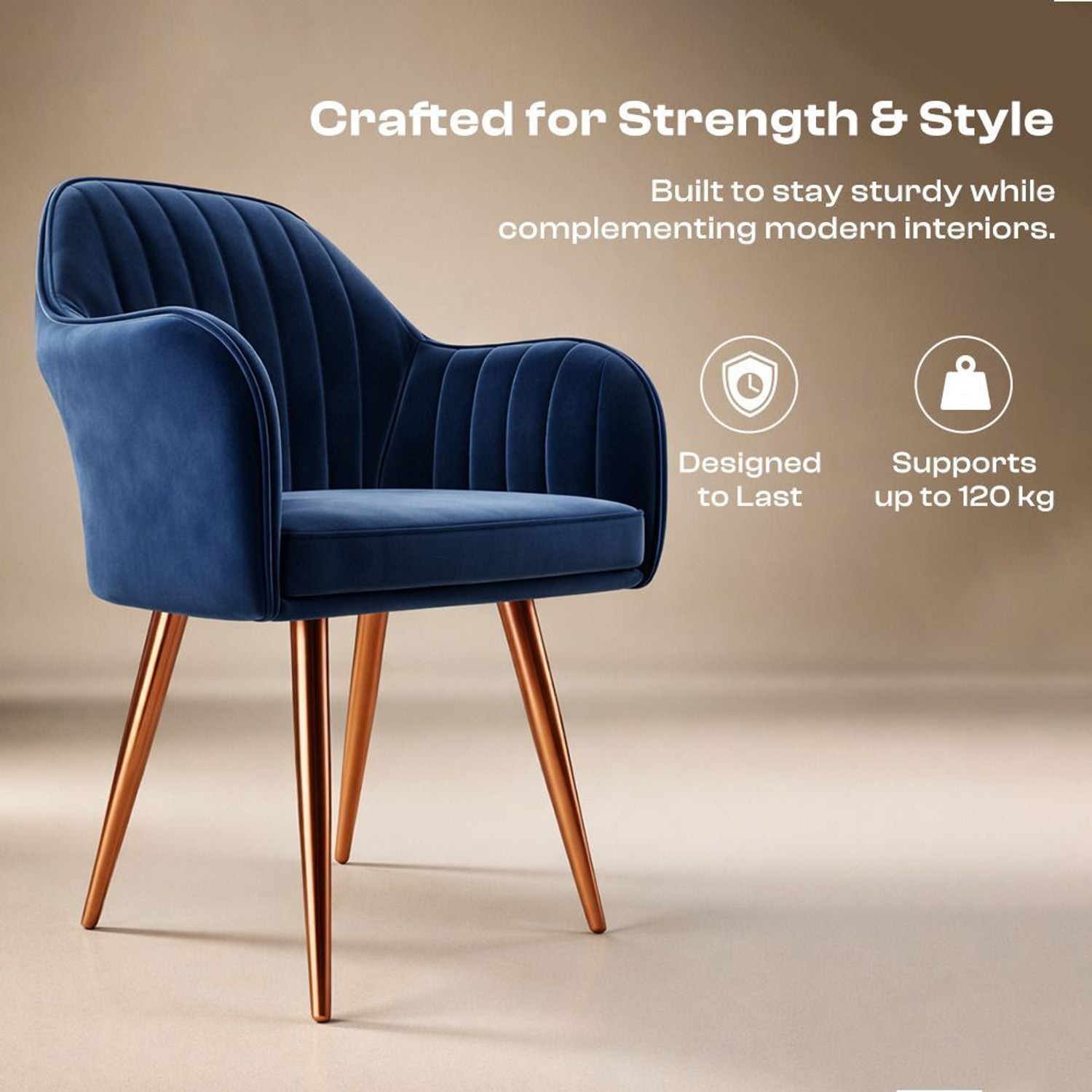 Image of Vergo Plush Velvet Accent Chair, Cushion Seat for Home, Study, Living Room, Cafe Fabric Dining Chair