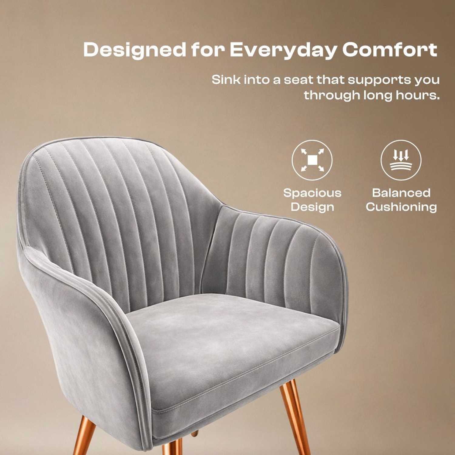 Image of Vergo Plush Velvet Accent Chair, Cushion Seat for Study, Living Room,Cafe, Restaurants Fabric Dining Chair