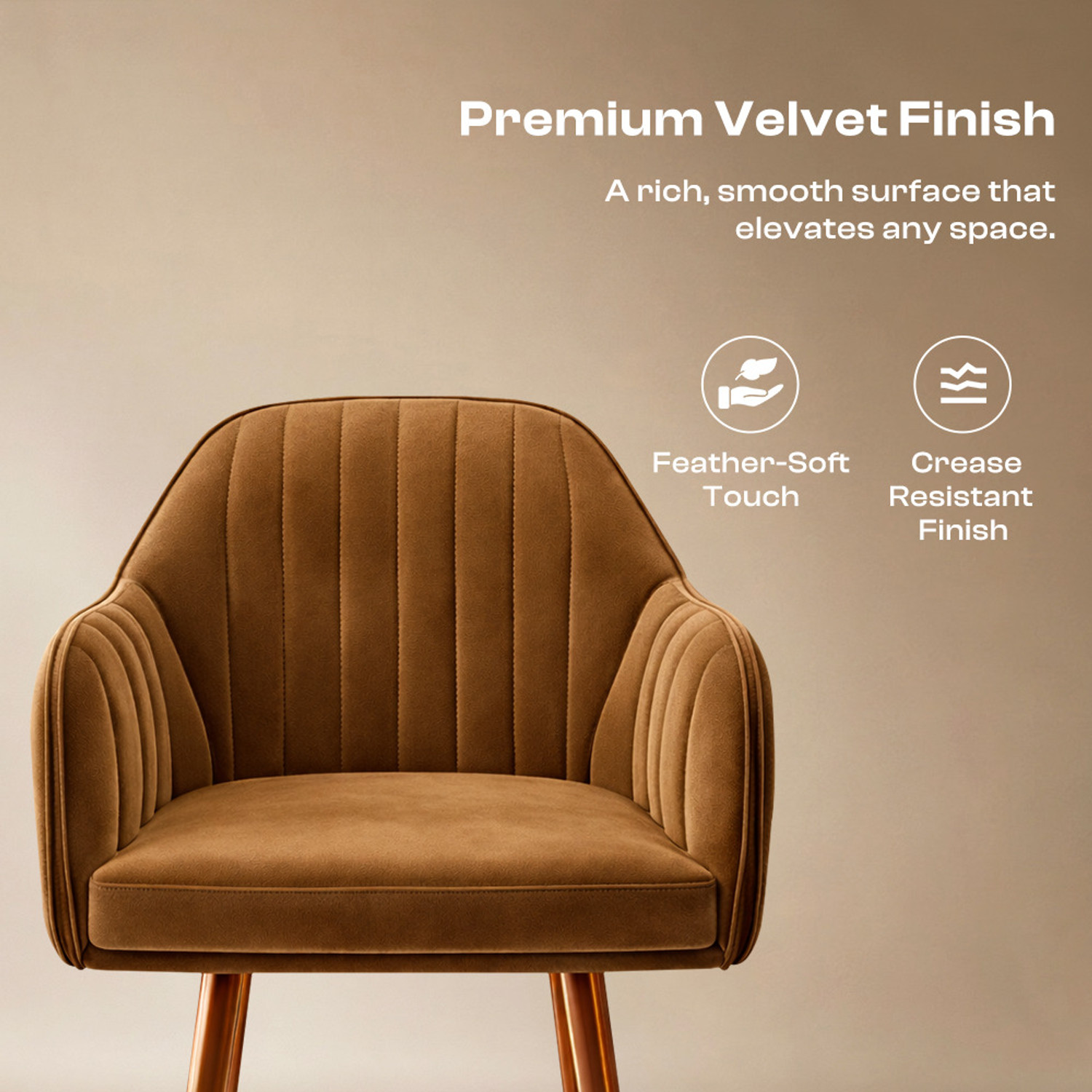 Image of Vergo Plush Velvet Accent Chair, Cushion Seat for Home, Cafe, Living Fabric Dining Chair