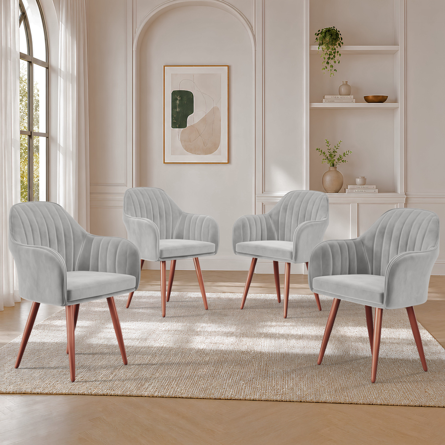 Image of Vergo Plush Velvet Accent Chair, Cushion Seat for Home, Cafe, Living Fabric Dining Chair