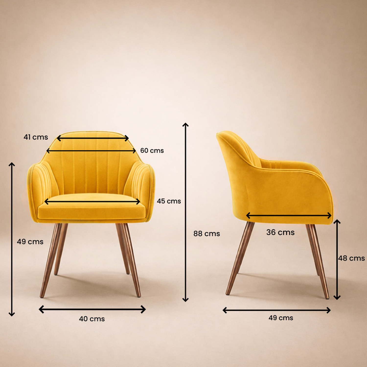 Image of Vergo Plush Velvet Accent Chair, Cushion Seat for Home, Cafe, Living Fabric Dining Chair