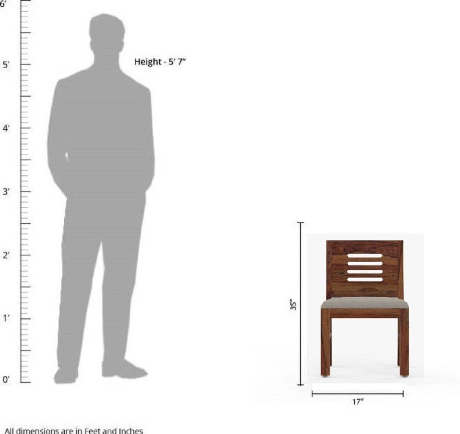 Image of Devsignature Sheesham Wood Dining Chair Only | Set Of 2 Solid Purewood Dining Chair For Kitchen & Dinning Room | Natural Brown Finish Solid Wood Dining Chair