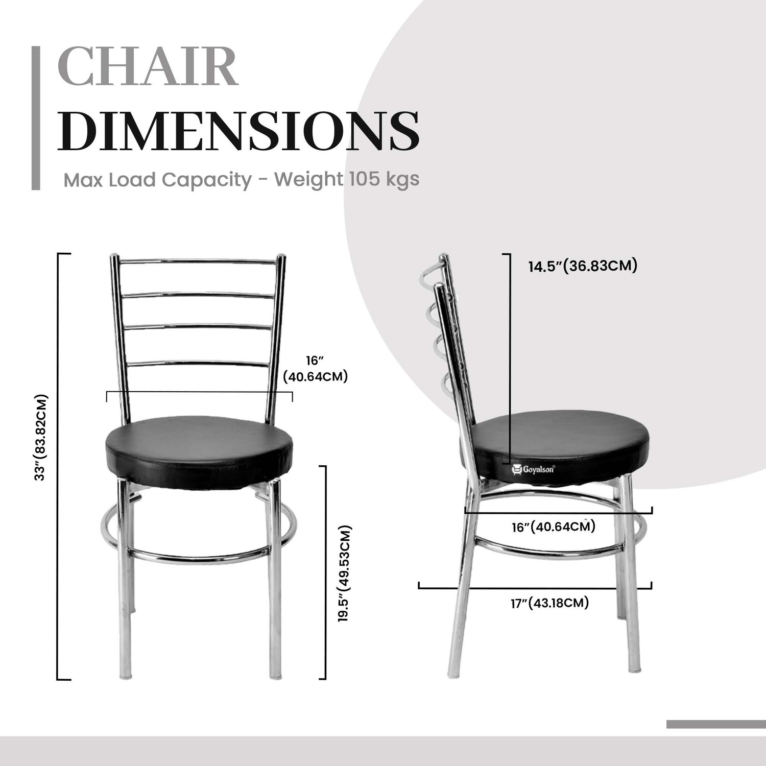 Image of APPLE FURNITURE Stylish Durable Dining Chair with Cushion Steel Chrome Chair Metal Dining Chair