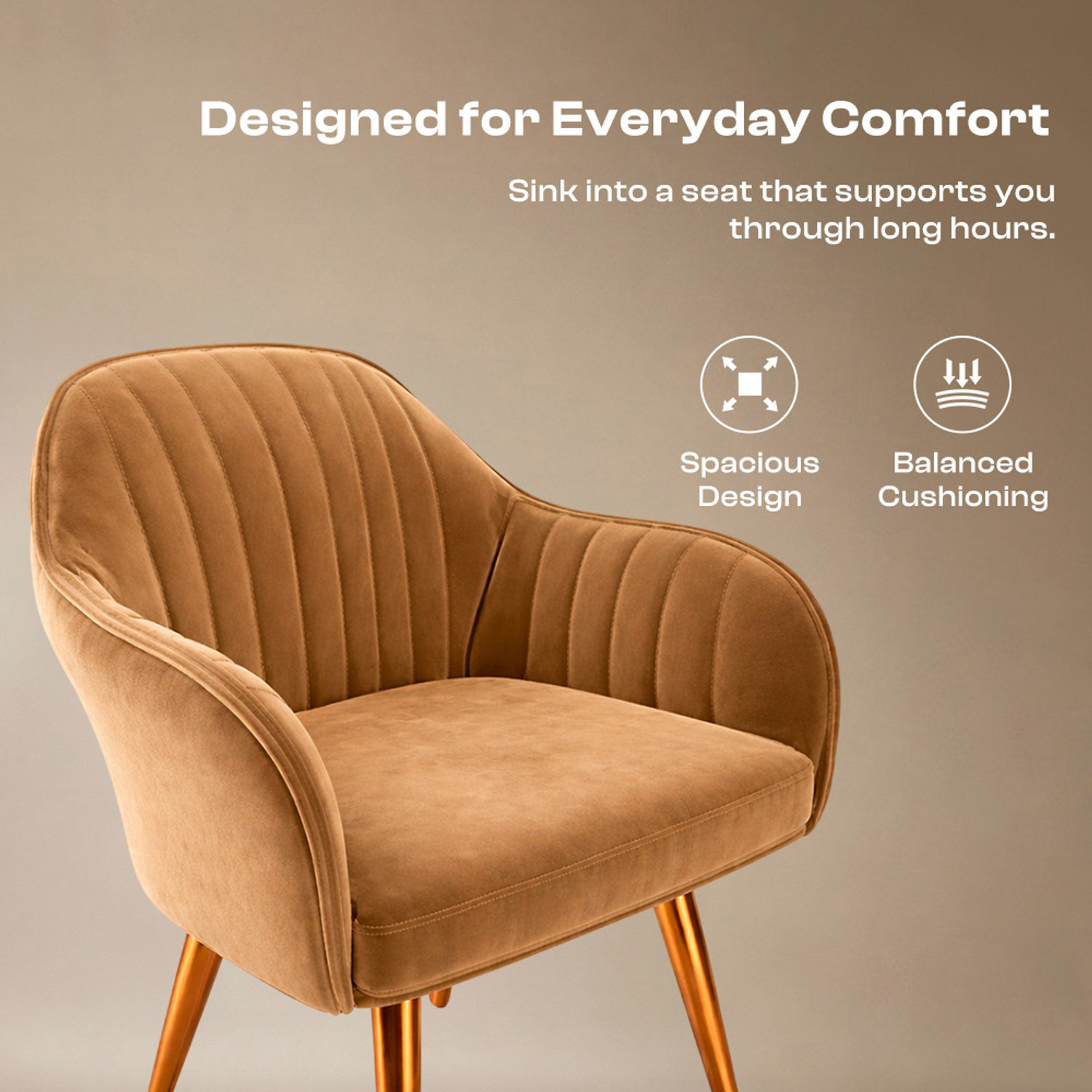 Image of Vergo Plush Velvet Accent Chair, Cushion Seat for Home, Cafe, Living Fabric Dining Chair