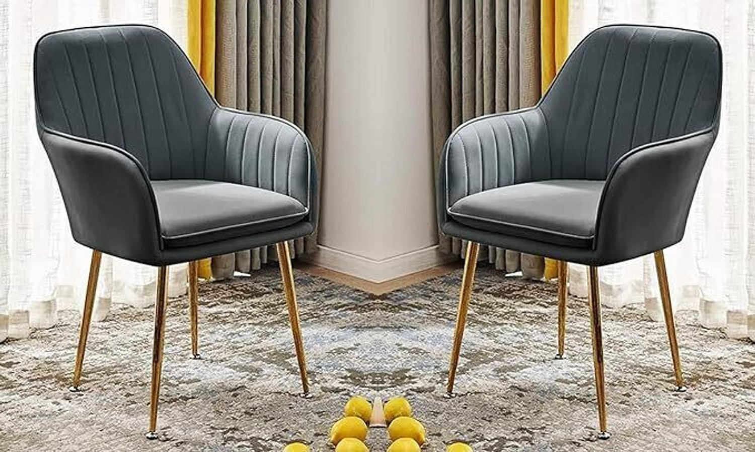Image of Toxigo Velvet Dining Chairs, Cushion Seat Chair for Living Room Bedroom Restaurant Fabric Dining Chair