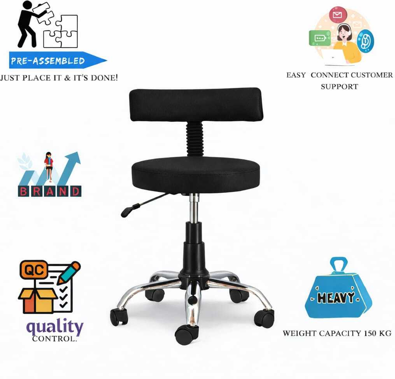 Image of RM HOME Leatherette Office Visitor Chair