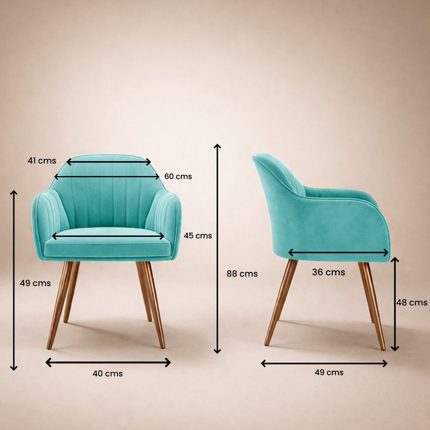Image of Vergo Plush Velvet Accent Chair, Cushion Seat for Home, Study, Living Room, Cafe Fabric Dining Chair