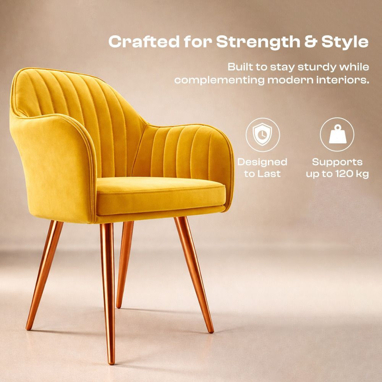 Image of Vergo Plush Velvet Accent Chair, Cushion Seat for Study, Living Room,Cafe, Restaurants Fabric Dining Chair
