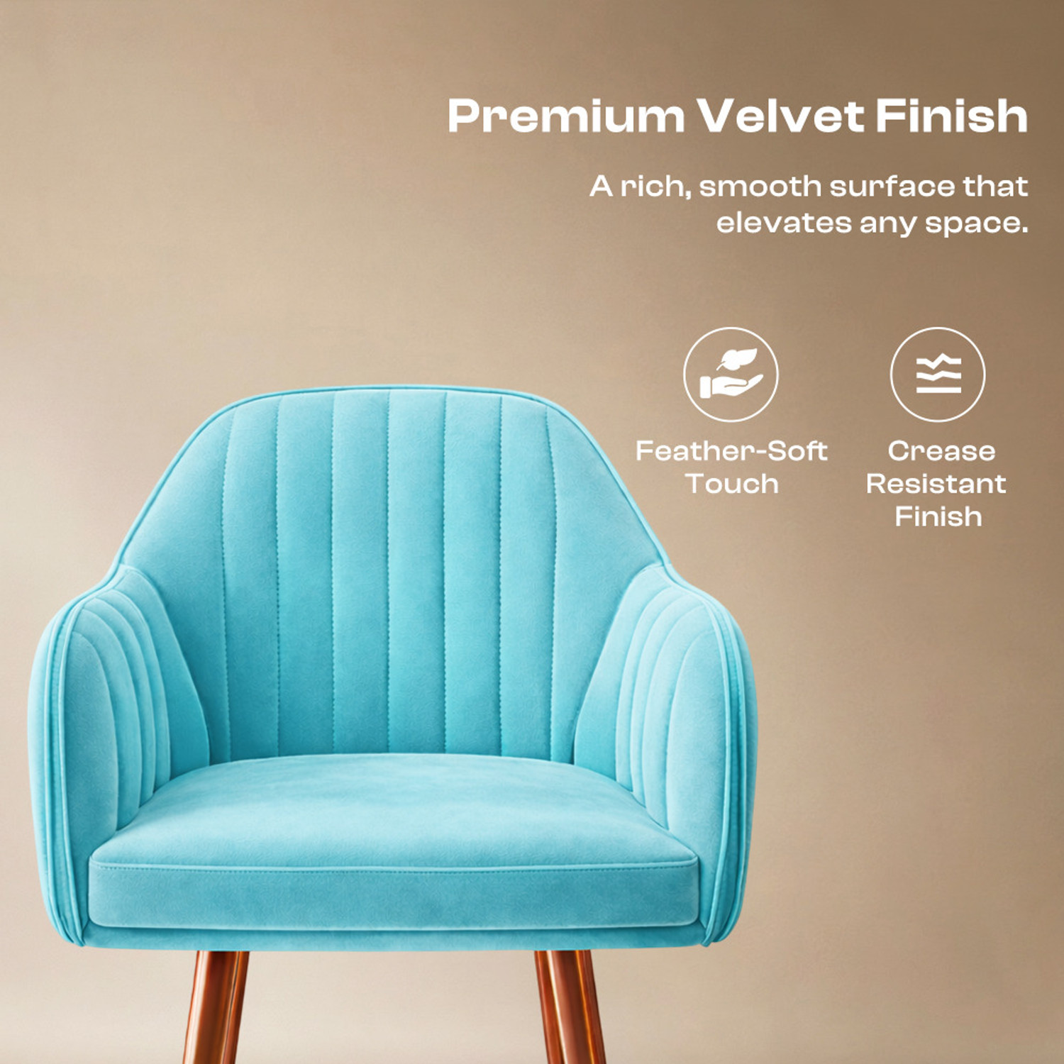 Image of Vergo Plush Velvet Accent Chair, Cushion Seat for Home, Cafe, Living Fabric Dining Chair