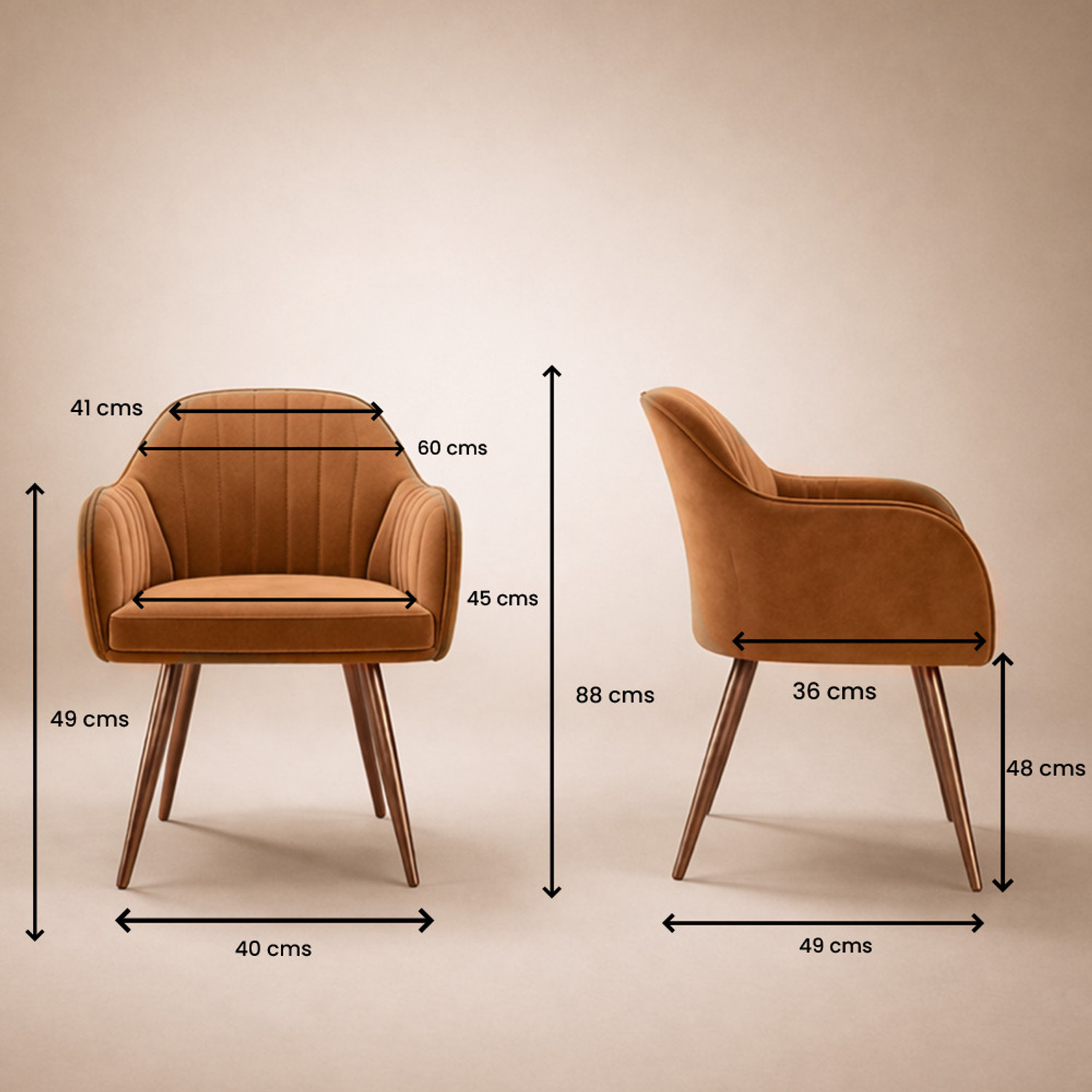Image of Vergo Plush Velvet Accent Chair, Cushion Seat for Home, Cafe, Living Fabric Dining Chair