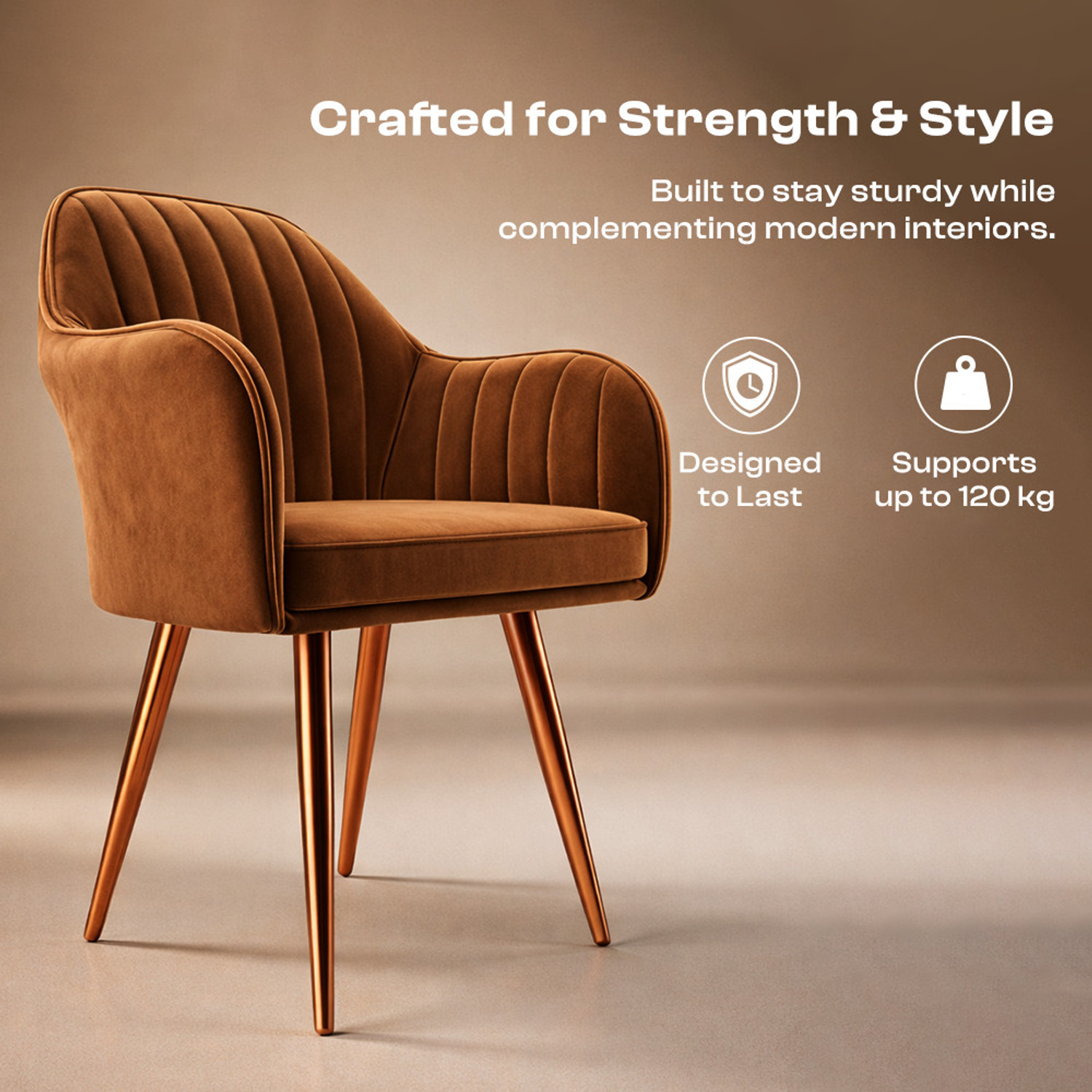 Image of Vergo Plush Velvet Accent Chair, Cushion Seat for Home, Cafe, Living Fabric Dining Chair