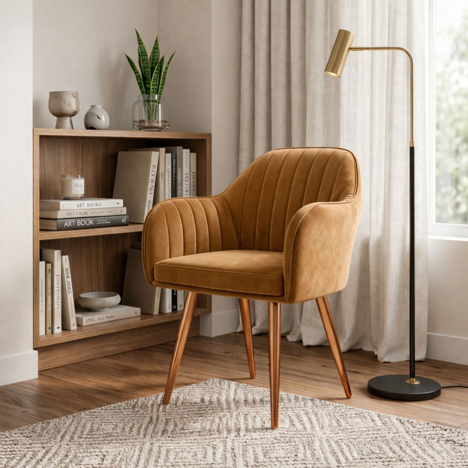 Image of Vergo Plush Velvet Accent Chair, Cushion Seat for Study, Living Room,Cafe, Restaurants Fabric Dining Chair
