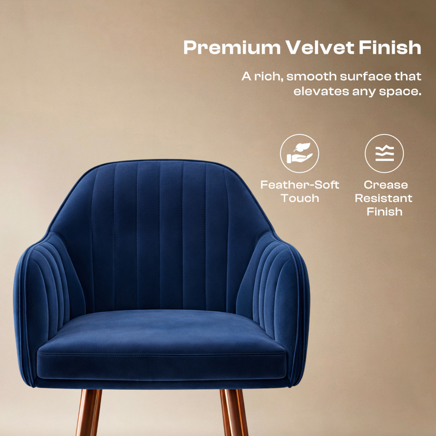 Image of Vergo Plush Velvet Accent Chair, Cushion Seat for Home, Cafe, Living Fabric Dining Chair