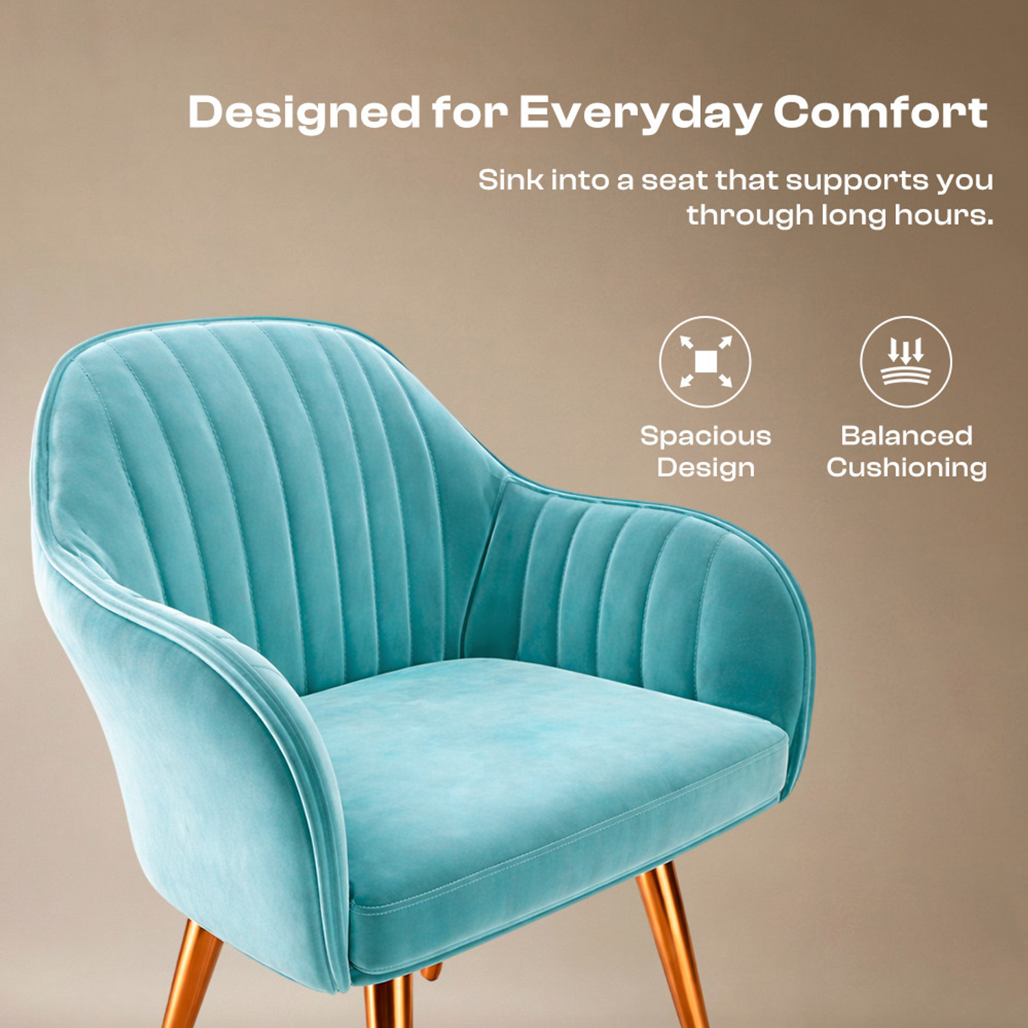 Image of Vergo Plush Velvet Accent Chair, Cushion Seat for Home, Cafe, Living Fabric Dining Chair