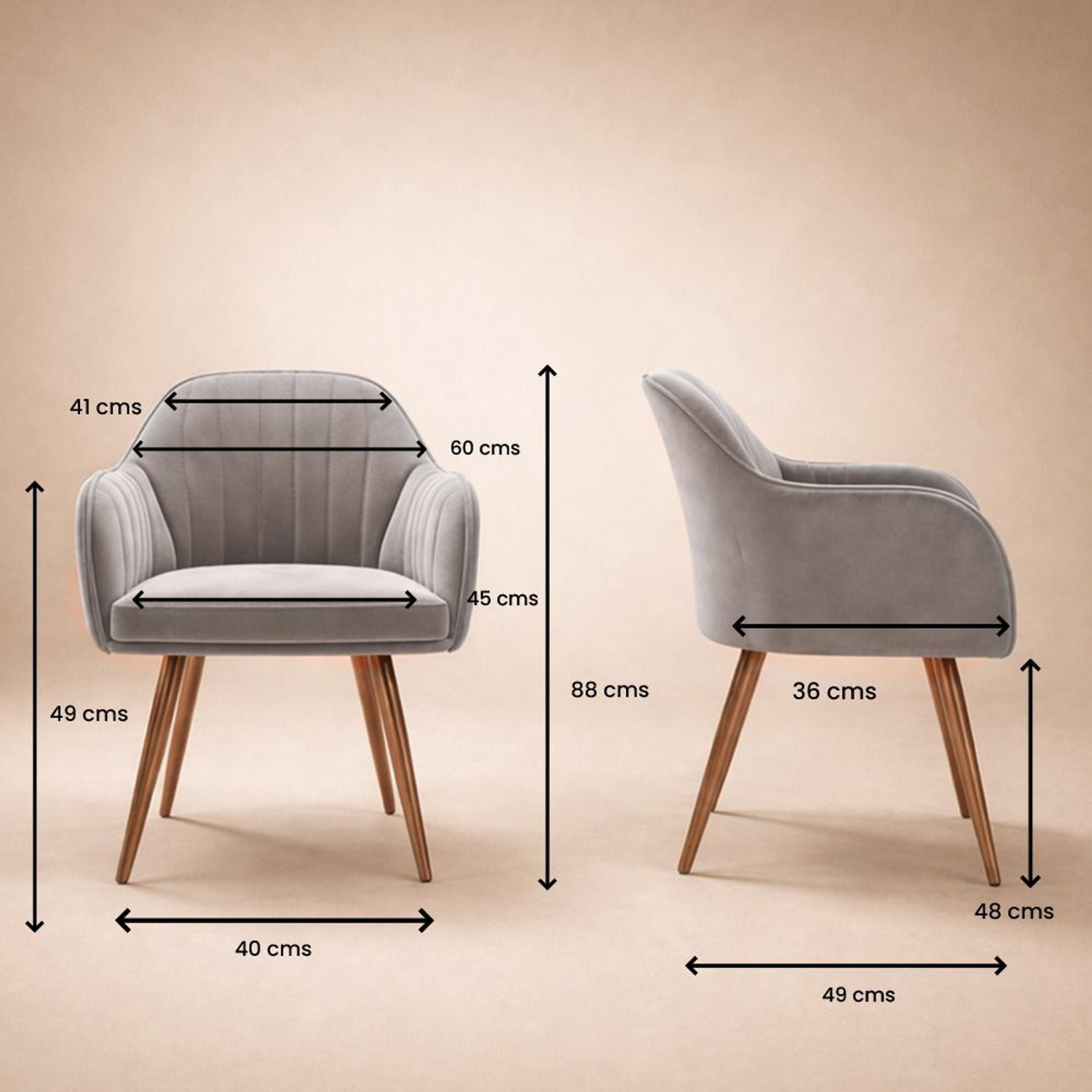 Image of Vergo Plush Velvet Accent Chair, Cushion Seat for Study, Living Room,Cafe, Restaurants Fabric Dining Chair